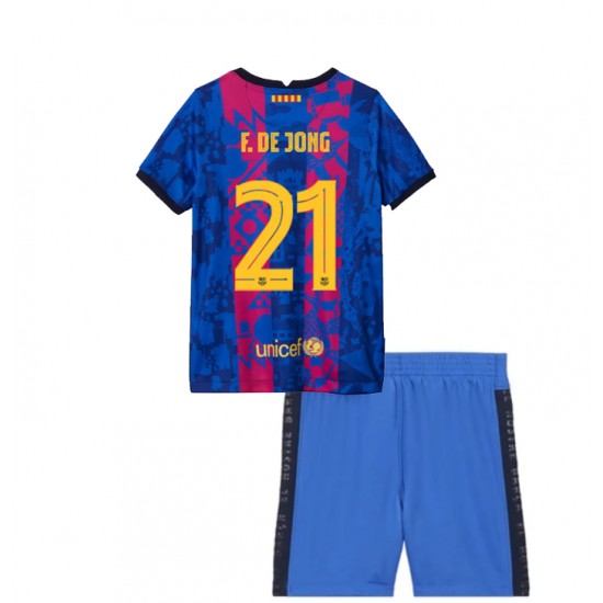 Camisola FC Barcelona Frenkie de Jong 21 Criança Equipamento Terceiro 2021-2022 Manga Curta